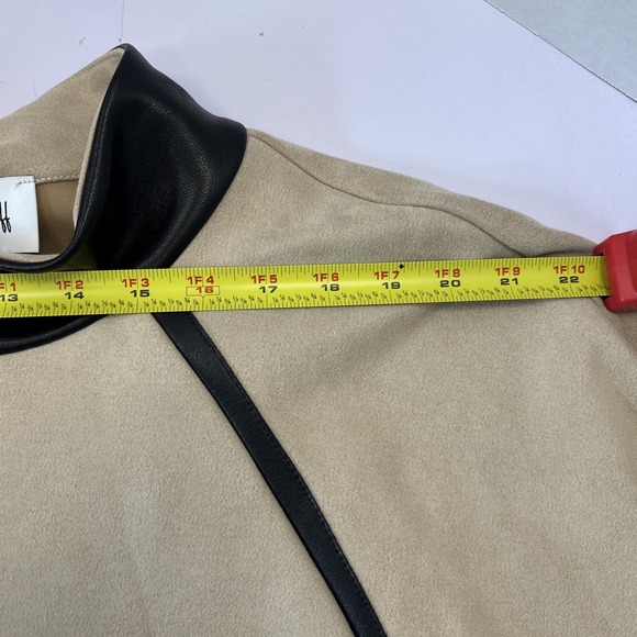 Joseph Ribkoff Scuba Suede Coat Jacket Taupe Black Faux Leather Trim Womens XXL - Picture 7 of 9